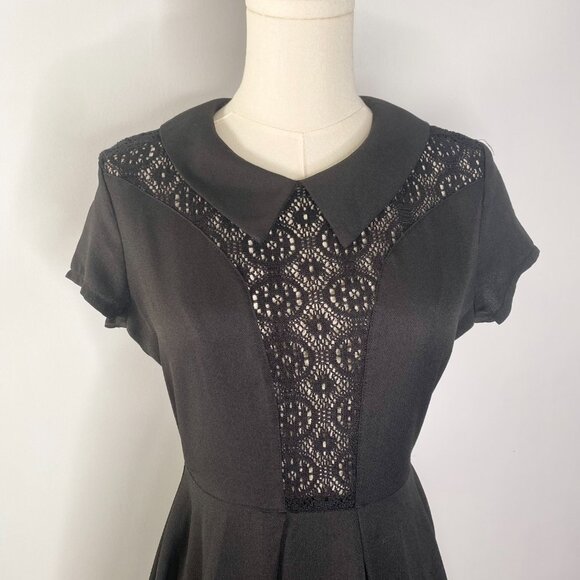 Rehab - Goth Black Collared Dress, Wednesday Adams Style - Picture 4 of 8